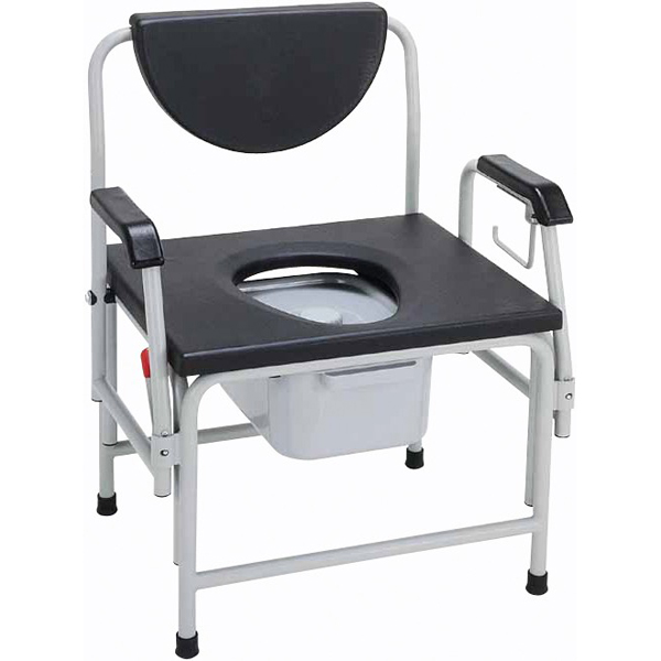 Bariatric Drop Arm Bedside Commode Seat - With Back - Click Image to Close